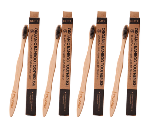 Fruzzona Bamboo Toothbrush - Soft Bristles Pack of 4 | Free Shipping - COD Available